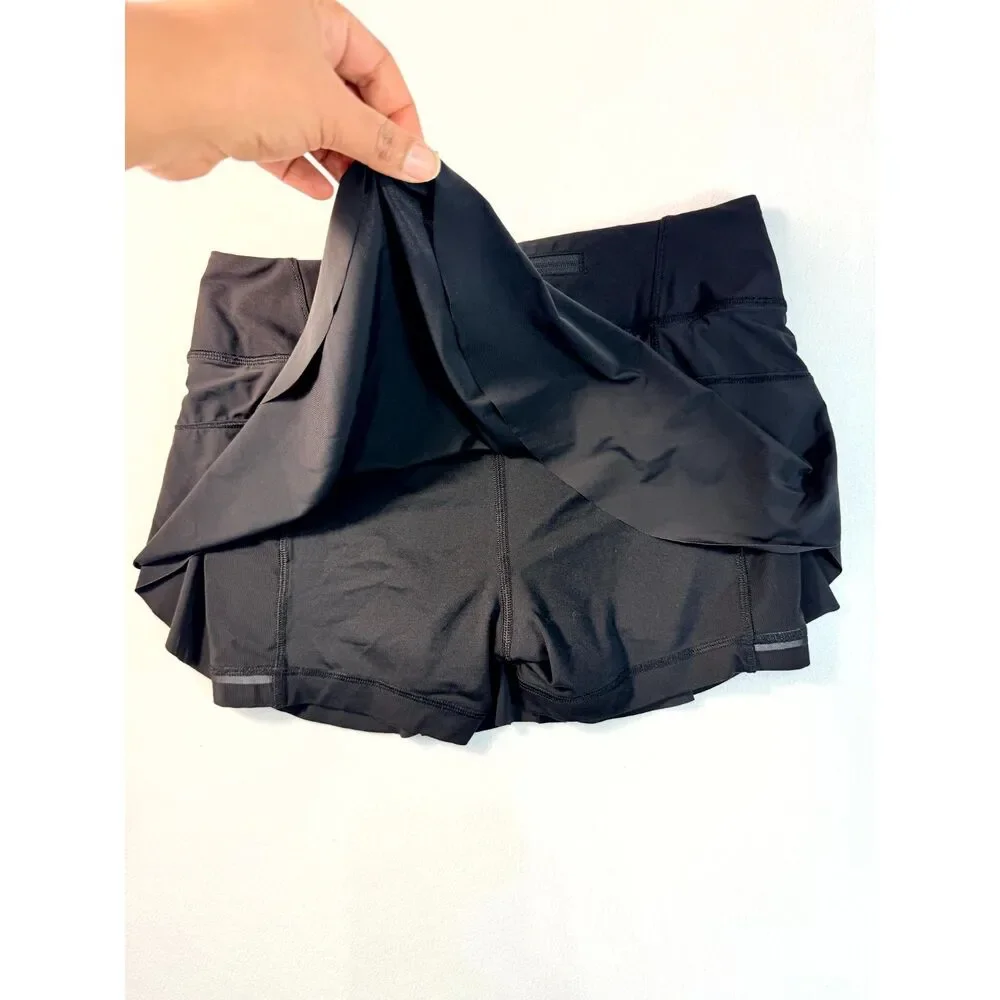 Lululemon Women’s Size 4 Black Running Skort Built-In Shorts Pockets